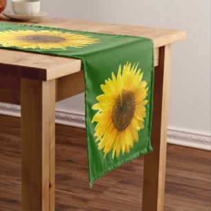 Yellow Sunflowers on Forest Green Medium Table Run Runner