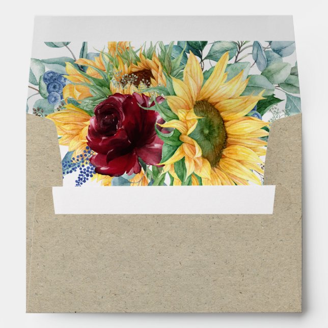 Yellow Sunflowers on Kraft Background with Address Envelope (Back (Bottom))