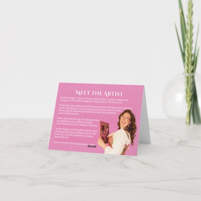 Yellow Sunflowers on Pink background  Thank You Card (Back)