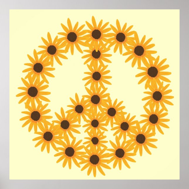 Yellow Sunflowers Painting Peace Sign Posters (Front)