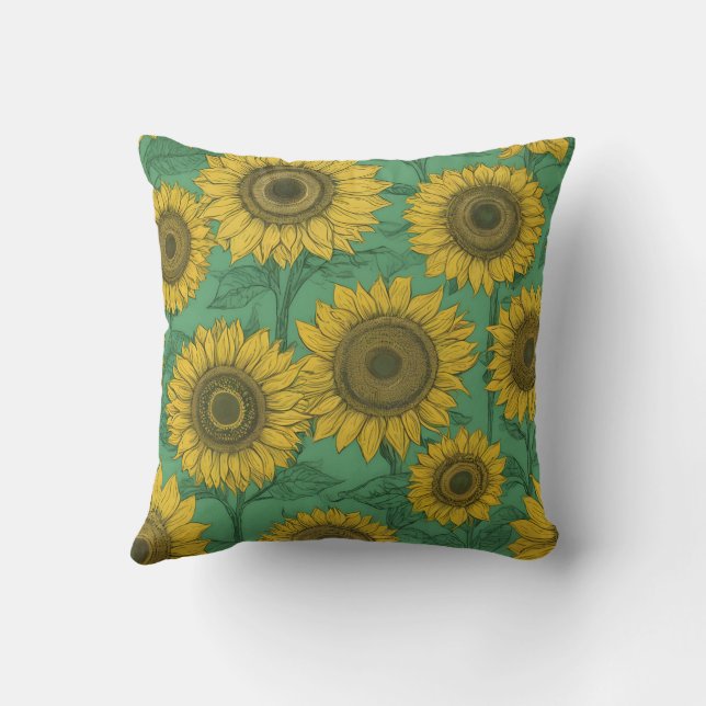 Yellow sunflowers pattern cushion (Back)