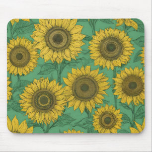 Yellow sunflowers pattern mouse pad