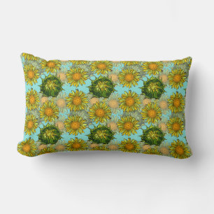 Yellow Sunflowers Pattern with Foliage and Buds    Lumbar Cushion