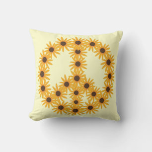 Yellow Sunflowers Peace Sign Custom Pillows