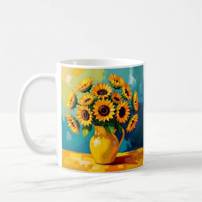 Yellow Sunflowers Personalised Coffee Mug (Left)
