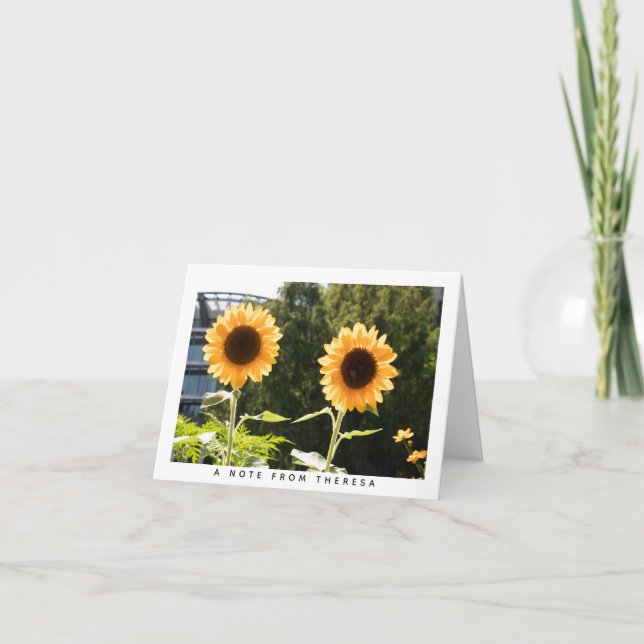 Yellow Sunflowers Personalised Note Card (Front)