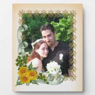 Yellow sunflowers portrait photo plaque