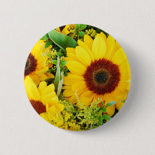 Yellow sunflowers print 6 cm round badge