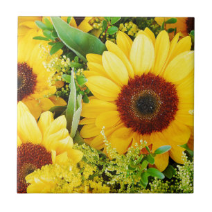 Yellow sunflowers print ceramic tile