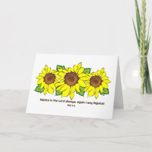 Yellow Sunflowers Rejoice in the Lord Birthday Card