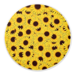 Yellow Sunflowers Rustic Country Floral Ceramic Knob