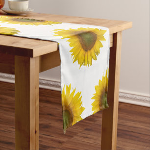 Yellow Sunflowers Rustic Country  Short Table Runner