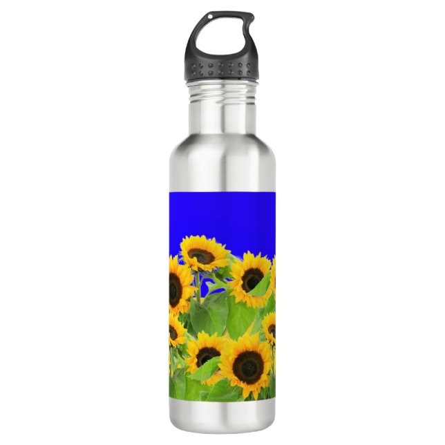 Yellow Sunflowers Stainless Steel Water Bottle (Front)