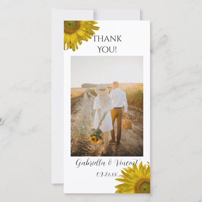 Yellow Sunflowers Thank You Card (Front)
