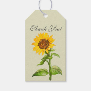 Yellow sunflowers thank you gift tags