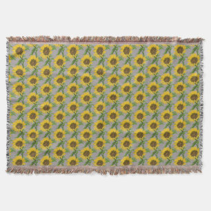 Yellow sunflowers throw blanket