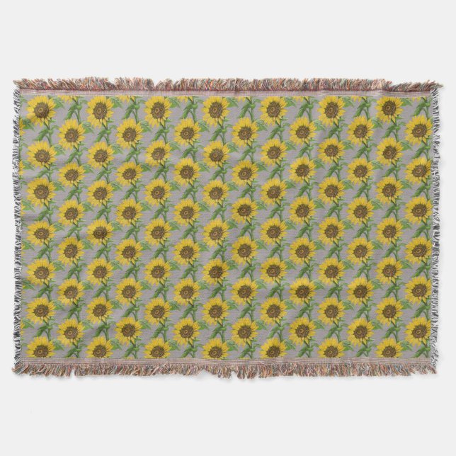 Yellow sunflowers throw blanket (Front)