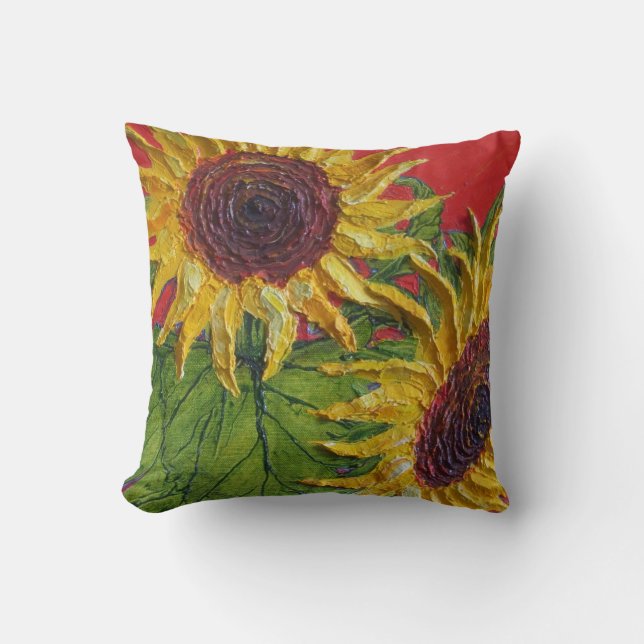 Yellow Sunflowers Throw Pillow (Front)