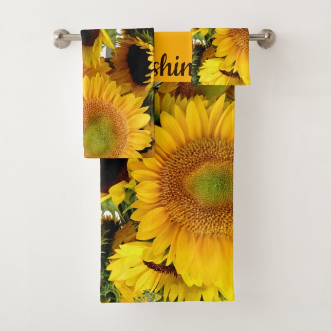 Yellow Sunflowers Towel Set Bathroom Yellow Brown (Insitu)