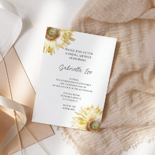 Yellow Sunflowers Watercolor Bridal Shower Invitation
