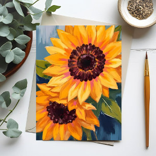 Yellow Sunflowers   Watercolor Floral Painting Postcard