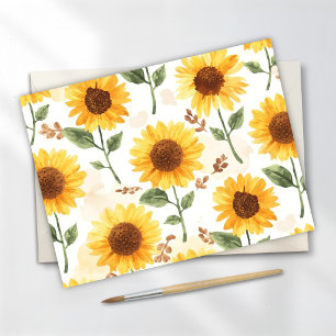 Yellow Sunflowers Watercolor Floral Whimsical Postcard
