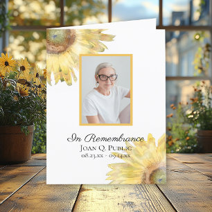 Yellow Sunflowers Watercolor Funeral Sympathy Thank You Card