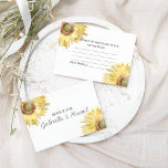 Yellow Sunflowers Watercolor Wedding Advice Cards<br><div class="desc">Have your guests share their words of wisdom with the newlywed couple with the elegant Yellow Sunflowers Watercolor Wedding Advice Cards. These classy custom flowery marriage advice cards feature a digitally watercolor painted close up floral photograph of yellow sunflower blossoms adorning the corners with a white background. Perfect inspiration for...</div>
