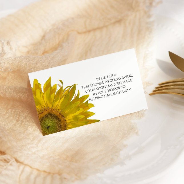 Yellow Sunflowers Wedding Charity Favours Place Card (Creator Uploaded)