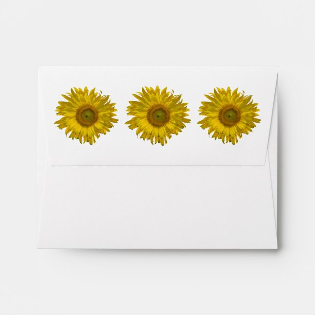 Yellow Sunflowers Wedding RSVP Response Card Envelopes (Back (Top Flap))