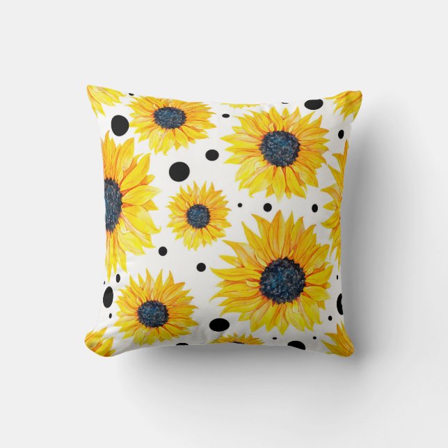 Yellow Sunflowers White Background Pattern Cushion (Front)
