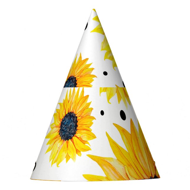 Yellow Sunflowers White Background Pattern Party Hat (Front)