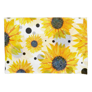 Yellow Sunflowers White Background Pattern Pillowcase