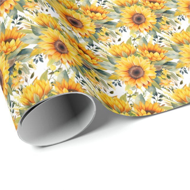 Yellow Sunflowers Wrapping Paper (Roll Corner)