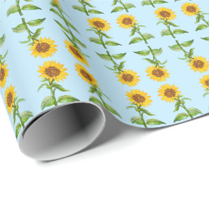 Yellow sunflowers wrapping paper