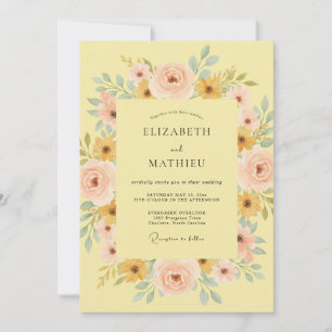 Yellow Sunlit Botanical Wedding Invitation