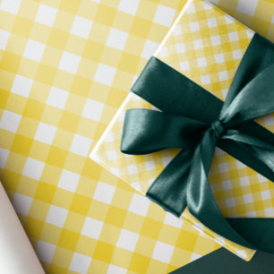 Yellow sunny chequered Gingham Plaid Wrapping Paper