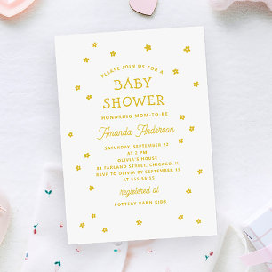 Yellow sunny flowers. Cute floral baby shower Invitation