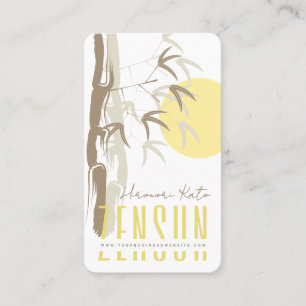 Yellow Sunrise Zen Oriental Bamboo Leaves Asian Business Card