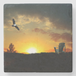 Yellow Sunset Brassy Meadow Stone Coaster