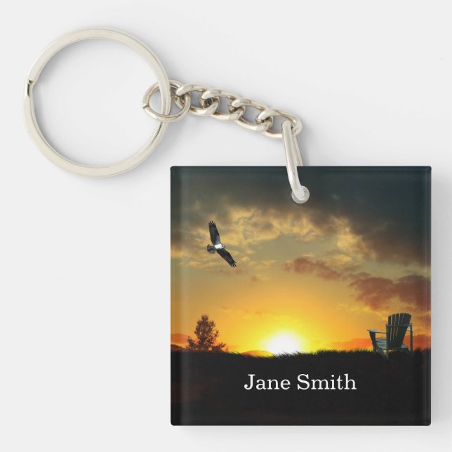Yellow Sunset Grassy Meadow Keychain (Front)