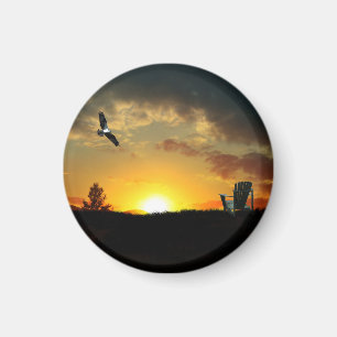 Yellow Sunset Grassy Meadow Magnet
