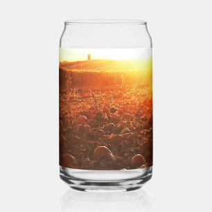 Yellow Sunset Pumpkin Patch Can Glass