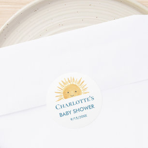 Yellow Sunshine Baby Shower Classic Round Sticker