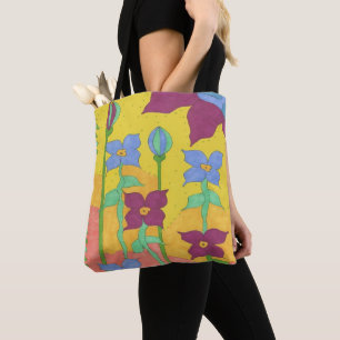 Yellow Sunshine Bohemian Garden Print Tote Bag