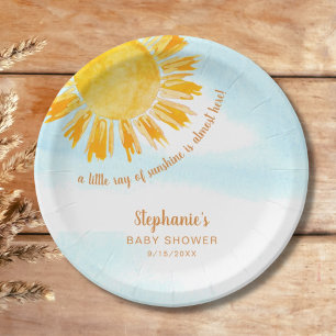 Yellow Sunshine Boho Baby Shower Paper Plate