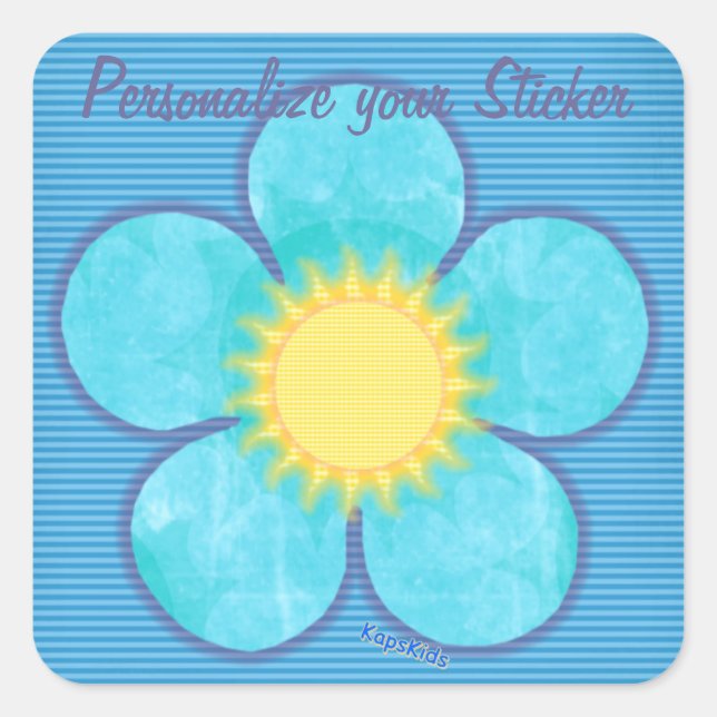Yellow Sunshine Centre Flower Square Sticker (Front)