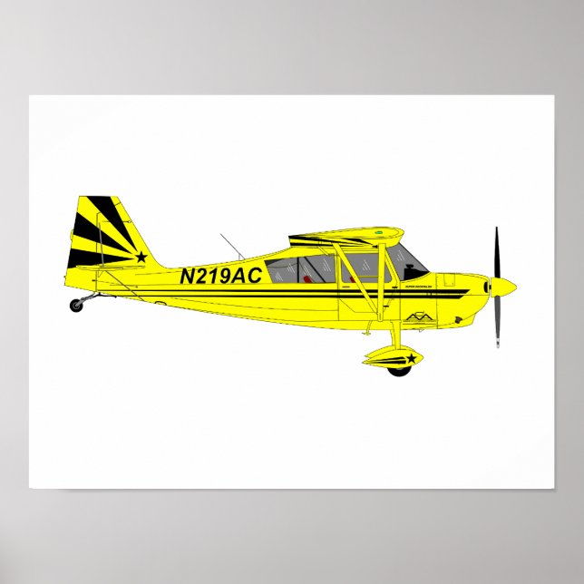 Yellow Super Decathlon Aeroplane Wall Art (Front)