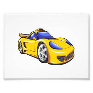 Yellow supercar illustration Choose back colour Photo Print