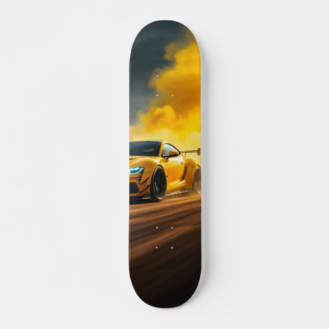 Yellow Supercar Racing Skateboard (Front)